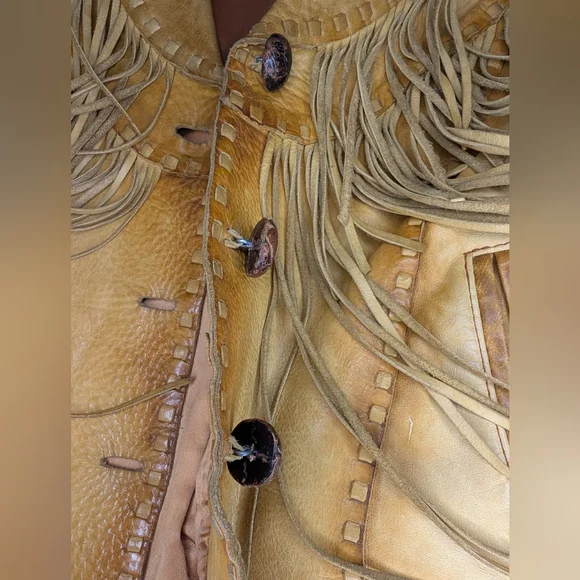 Danier Tan Leather Fringe Jacket - Picture 16 of 16